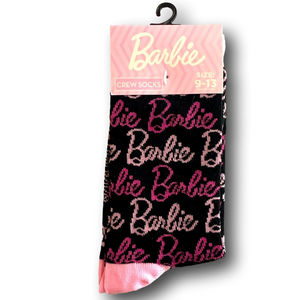 3/$20 Barbie Logo Funny Novelty Crew Socks - NWT